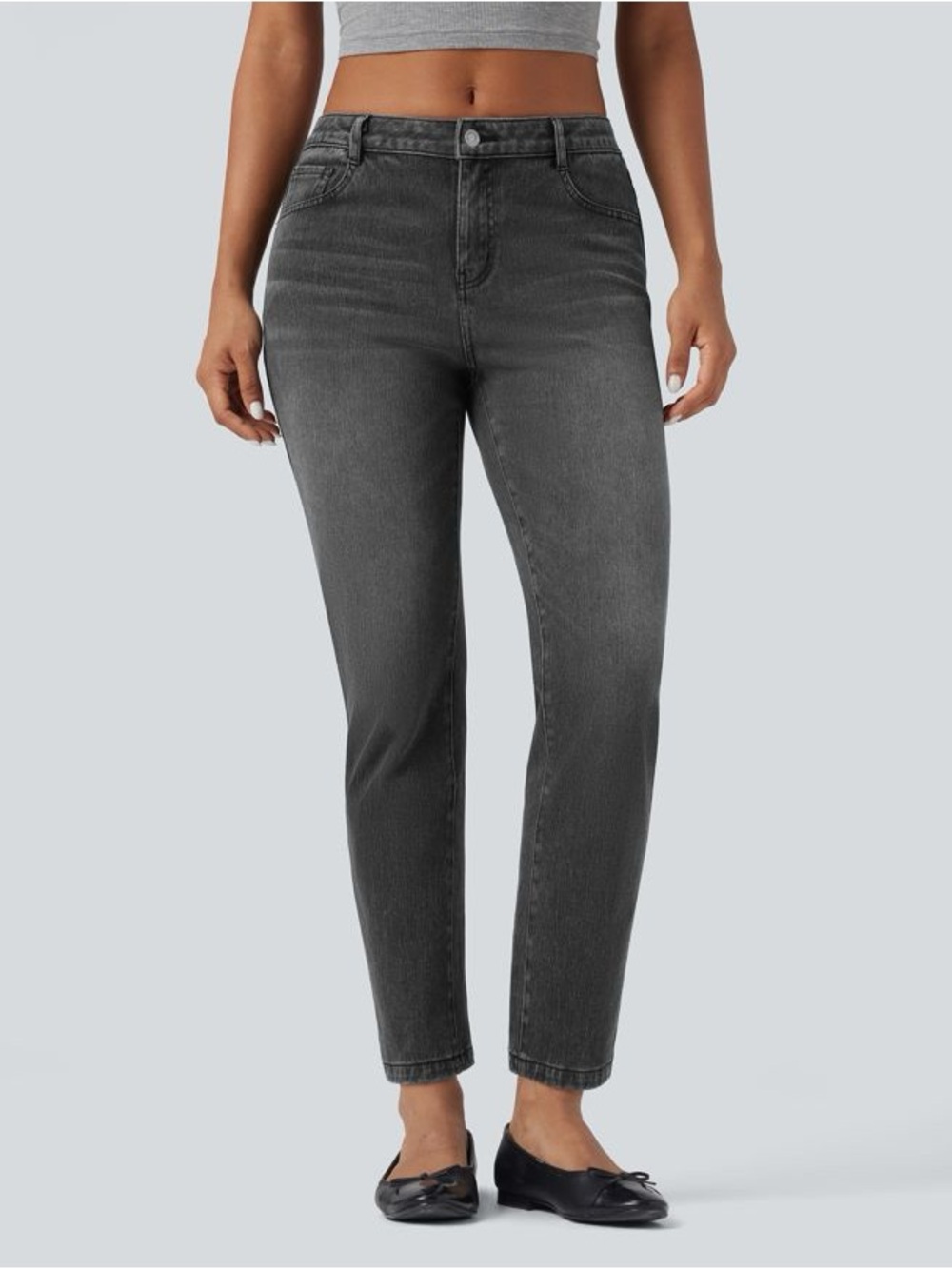 Halara Flex™ Mid Rise Slim 7/8 Causal Jeans with Pockets